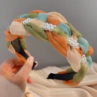 Nouveau serre-tête perlé coloré à bord large tressé, bandeau doux à sequins, accessoires pour cheveux pour femmes