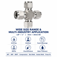 Stainless Steel Union Cross 4Way 316 Threaded Npt Pipe Fitting Connector for Process Piping Distribution System