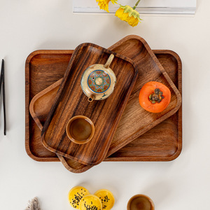Acacia <strong>Wood</strong> Dinner <strong>Plates</strong> Round Acacia <strong>Wood</strong> <strong>Plate</strong> Set Easy Cleaning Lightweight for Dishes Snack Dessert - Product Image 6