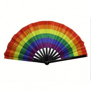 พัดไม้ไผ่สีดำขนาด 13 นิ้ว (33 ซม.) พัดมือถือแบบพับได้ พัดขนาดใหญ่สำหรับงานปาร์ตี้และการเต้นรำ พร้อมพิมพ์โลโก้ตามสั่ง - Product Image 6