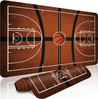 Tapis de souris étendu avec design terrain de basket, tapis de bureau, tapis de clavier pour ordinateurs portables et usage professionnel, impression haute définition