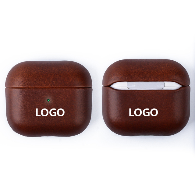 DL High Premium Retro Style Real Cowhide Top Layer Brown Wireless Earplugs Earphone case Portable Designer case for Airpods