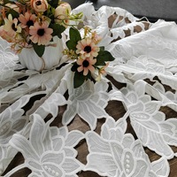 Kain Katun Bordir Laser Full Lace Hollow Craft 300D Milk Silk Motif Bunga untuk Aksesoris Pakaian/Gaun
