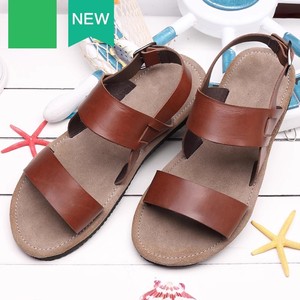 Sandales coréennes <span class=keywords><strong>Vigo</strong></span> pour hommes – Tendance estivale, chaussures de <span class=keywords><strong>plage</strong></span> décontractées à enfiler, respirantes, en cuir véritable, antidérapantes, à bout ouvert - Product Image 1