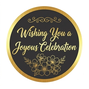 Autocollant rond personnalisé élégant avec design script en feuille d'or pour célébrations et marquage de cadeaux – Qualité professionnelle en gros - Product Image 1