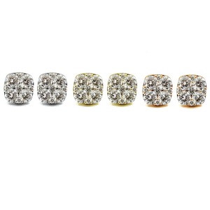 Boucles d'oreilles clous haut de gamme en or blanc 18 carats et platine, serties de diamants taille brillant, design classique, idéales pour fiançailles, mariage, fête ou cadeau. - Product Image 4