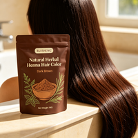Herbal Dark Brown Henna Powder for Hair Dye, Natural Dark Brown Hair Color No Ammonia Custom Package