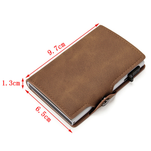 Portacarte di Credito da Uomo in Alluminio RFID, Portafoglio Vintage in Pelle con Fermasoldi - Product Image 6