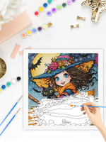 CHENISTORY Peinture par numéros DIY, motif Sorcière d'Halloween, pour adultes, cadeau DIY, peinture à la main sur toile