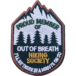 Out Of Breath Hiking Society Embroidery <b>Patch</b> 3 Inches Iron <b>On</b> <b>Sew</b> <b>On</b> Travel Applique <b>Patch</b> - Product Image 1