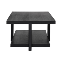 Table basse rectangulaire en bois massif Oakura, finition noire brossée, élégante, pour salon
