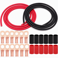 Kit Kabel Baterai PVC 6 AWG Merah Hitam dengan Terminal Cincin Tembaga 3/8" 5/16" dan Selubung Susut Panas untuk Mobil, Kapal, Inverter Surya