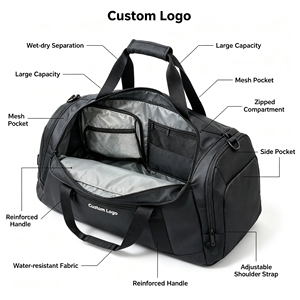 Sac de voyage personnalisé avec logo, grande capacité, sac de sport imperméable pour les voyages d'affaires, les sorties en plein air et les week-ends - Product Image 2