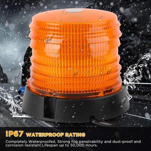 Nuovo 60 LED ambra lampeggiante luci stroboscopiche di sicurezza 16 ft cavo dritto magnetico LED faro di avvertimento per veicoli di colore 6000K - Product Image 2