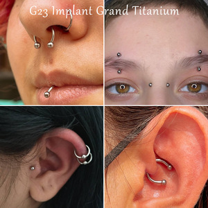 Anneau de piercing en titane PVD circulaire en forme de fer à cheval pour septum, nez, lèvre, sourcil |   Style punk hypoallergénique à filetage externe - Product Image 6