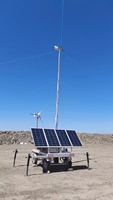 Remorque à éclairage LED hybride solaire-éolien de 7 m avec mât télescopique, largement adaptable à divers équipements