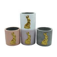 Bureau Maison Jardin Cuisine Décor Ciment Lapin De Pâques Mini Pot De Fleur Pots De Jardinière Artificielle