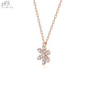 2025 nouveautés bijoux fins collier de fleurs 18K solide or Rose véritable diamant naturel fleur collier à breloques pour les femmes - Product Image 2