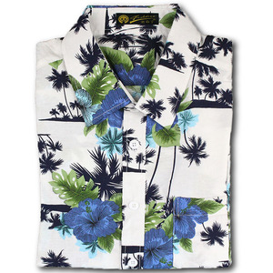 Suministro de fábrica de los hombres de algodón estilo tropical palm de manga corta impresas de manga corta camisa hawaiana - Product Image 3