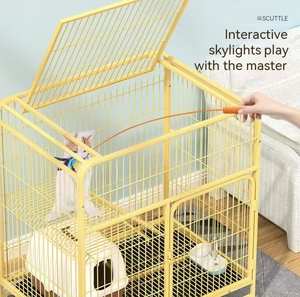 Супербольшая железная клетка-вилла для кошек с интегрированным туалетом и круглым пластиковым лотком для использования в помещении/на улице - Product Image 2