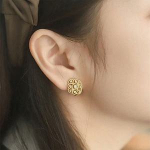 Pendientes de Botón de Flor con Circonita, Chapados en Oro de 18K y Platino, Estilo Cristiano Moderno, Rakol E21090060, para Mujer, Aniversario - Product Image 5
