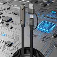 Cable de Carga Rápida USB Trenzado Tipo-C a Tipo-C de 240W con Soporte Plegable Ajustable para Teléfono, Diseño Duradero para Teléfonos Móviles