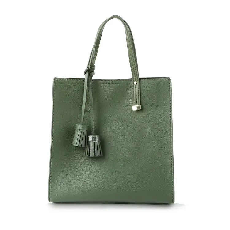 7791 लोगो कस्टम गहरे जंगल हरे ढोना हाथ बैग लटकन ढोना बैग बड़ी क्षमता पु चमड़े हैंडबैग महिलाओं के लिए
