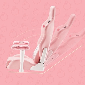 Silla de <span class=keywords><strong>Juego</strong></span> Ergonómica de Alta Calidad de Cuero PU de Primera Marca, Silla de <span class=keywords><strong>Juego</strong></span> Rosa con Reposapiés y Masaje - Product Image 4