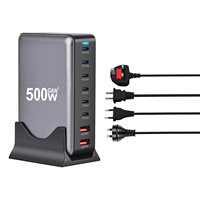Chargeur rapide USB C PD3.1 800W 6 ports multi-usages, adaptateur secteur GaN pour ordinateur de bureau/portable avec design pliable pour 16/15 pouces