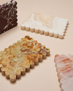 Bandeja festoneada cuadrada redonda rectangular Nodic, placa de joyería de piedra Natural, bandeja de mármol de ónix de Platón, bandeja de tocador de decoración de lujo para el hogar - Product Image 4