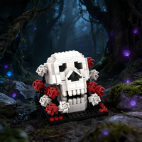 Bloques de Construcción de Plástico ABS de 40 Piezas, Calaveras, Rosas, Animales, Naturaleza, Estilo Gótico Creativo, Juguete Educativo, Castillo DIY, Regalo, Ciudad Diablo