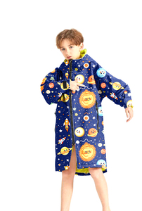 Parka da Nuoto Impermeabile Oversize ad Asciugatura Rapida con Fodera in Pile Spesso e Caldo, con Cappuccio, per Spiaggia, Surf, Cambio Vestiti, Asciugamano, Accappatoio, Cappotto per Bambini - Product Image 2