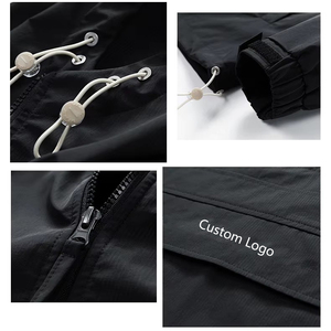 Áo khoác gió nửa khóa kéo nam, có mũ, chống thấm nước, in logo tùy chỉnh, chất liệu nylon, kiểu áo khoác thể thao - Product Image 4
