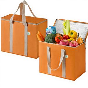 VENO Confezione da 2 Borse Termiche Isolate in PP Pieghevoli Resistenti Capacità 22 kg Chiusura con Cerniera per Consegna Cibo e Spesa (Autunno) - Product Image 1