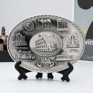 Piatto regalo Souvenir artigianale in metallo con piastra in rilievo 3d Vintage decorativo antico personalizzato piatto Souvenir turistico Roma