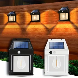 Nouvelles lumières solaires en plein air lumière solaire puissante PIR capteur de mouvement tungstène LED ampoule énergie solaire applique murale au détail pour la maison