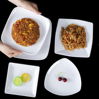 Maison et Restaurant personnalisés 6/7/8/9/10 pouces plats de dîner en mélamine blanche assiettes carrées et triangulaires avec quantité minimale de commande en plastique logo 100 pièces