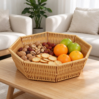 Panier de rangement octogonal en rotin plastique polyvalent pour les collations, le pain, les articles de salle de bain et l'organisation des petits objets