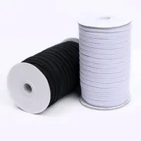 Прямая продажа с фабрики, плоские 1/4 дюйма, 6 мм, эластичные резинки, белые, черные, вязаные эластичные ленты для шитья
