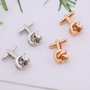 <span class=keywords><strong>Gemelos</strong></span> clásicos franceses, camisas de esmoquin, regalo de boda de negocios, joyería, Color dorado y plateado, Material de cobre, <span class=keywords><strong>gemelos</strong></span> con <span class=keywords><strong>nudo</strong></span> - Product Image 3