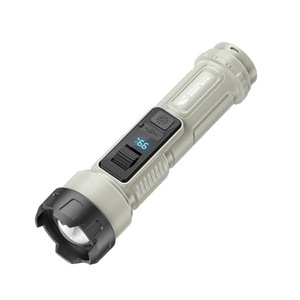 ไฟฉาย LED รูปฉลามยิ้ม แบบชาร์จซ้ำได้ ซูมได้ พร้อมหน้าจอดิจิตอล และไฟ COB ด้านข้าง - Product Image 2