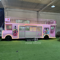 Food Truck Mobile de Style Ancien en Forme de Bus à Deux Étages - Snack, Pizza, Remorque Alimentaire, Glace, Café, Fast-Food, Chariot de Restauration, Kiosque