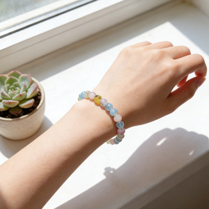 Nueva Pulsera de Morganita Arcoíris Natural, Pulsera Elástica de Piedras Preciosas Multicolores, Pulsera de Cristal Colorida - Product Image 3