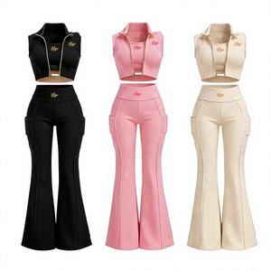 Custom <strong>Sleeveless</strong> Zipper <strong>Jacket</strong> and Shorts <strong>Women</strong> 3 Pieces Yoga Set Gym Fitness <strong>Women</strong> Tracksuit Set <strong>Women</strong> Sportswear - Product Image 3
