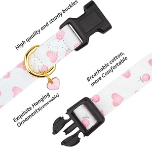 <span class=keywords><strong>Collar</strong></span> de perro de algodón hecho a mano para niñas y niños elegante blanco rosa amor corazón colgante distintivo estampado patrón cinta encaje para gatos - Product Image 1