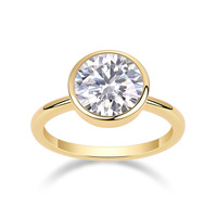 Bague de fiançailles tendance en argent sterling S925 plaqué or 18 carats avec moissanite ronde D VVS de 9 mm pour femme, diamant de laboratoire personnalisé et serti à griffes