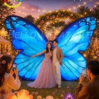 Sculpture de papillon gonflable géante Morpho bleu, accessoire de toile de fond photo pour la décoration de printemps des centres commerciaux