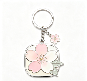<b>Custom</b> Enamel Metal Key Chain Cherry Blossom Key Ring Zinc Alloy Pendant Gift for Bag and Keys - Product Image 4