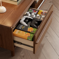 Meuble TV moderne en bois massif couleur noyer, console multimédia pour salon et salle à manger, centre de divertissement écologique