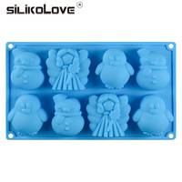 MUYULINS Fabrik 8-Fach Schneemann- und Eulenform LFGB Platin Antihaft-BPA-freie Silikon-Mousse-Kuchen-Dekorationsform
